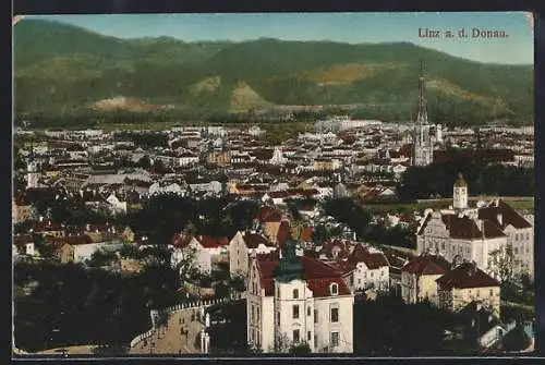 AK Linz a. d. Donau, Totalansicht aus der Vogelschau