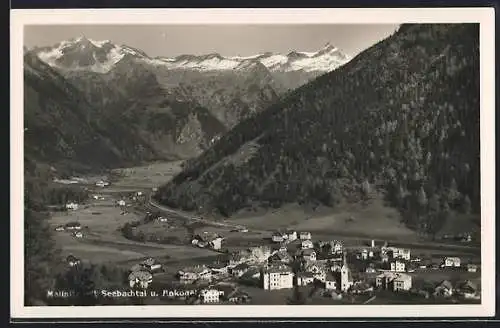AK Mallnitz, Gesamtansicht mit Seebachtal u. Ankogel aus der Vogelschau