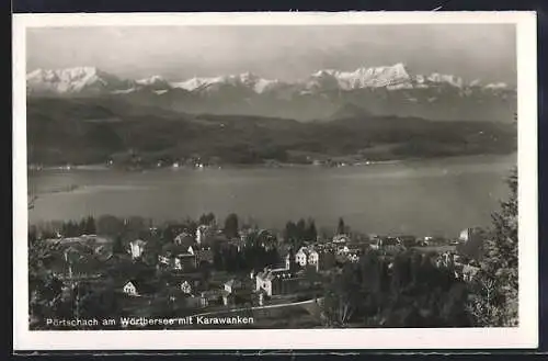 AK Pörtschach am Wörthersee, Totalansicht mit See und Karawanken