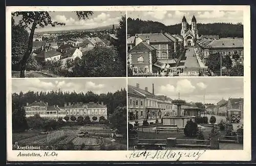 AK Amstetten, Bahnhofstrasse, Krankenhaus, platz