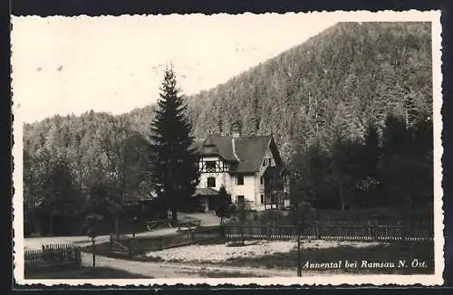 AK Ramsau / N.-Öst., Annental, Gebäudeansicht mit Wald