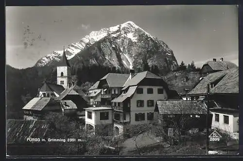 AK Pürgg, Ortspartie mit Kirche und Grimming