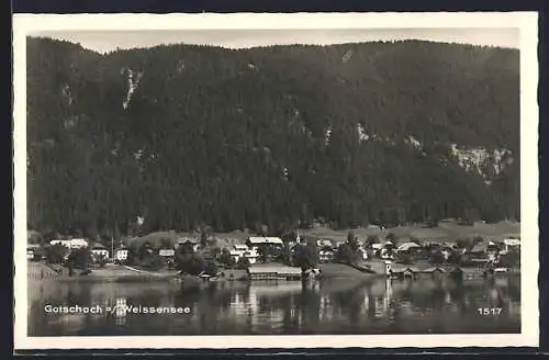 AK Gatschach, Blick über den Weissensee auf die Ortschaft
