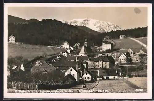 AK Grünbach, Blick über die Ortschaft mit Kirche