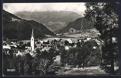 AK Obervellach a.d. Tauernbahn, Blick von einer Anhöhe auf den Ort