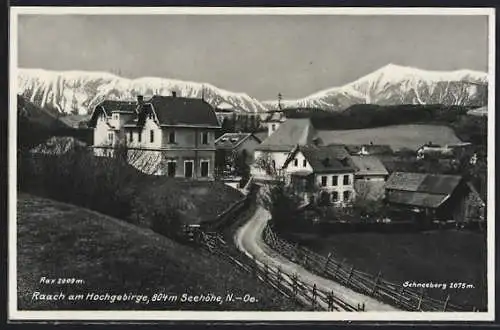 AK Raach am Hochgebirge, Teilansicht mit Rax und Schneeberg