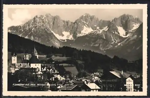 AK Kitzbühel, Teilansicht mit dem Wilden Kaiser