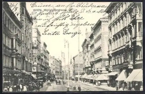 AK Wien, Mariahilferstrasse mit Geschäften
