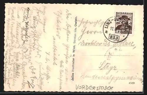 AK Vorderstoder /O. Ö., Verschneite Ortsansicht mit dem Totengebirge