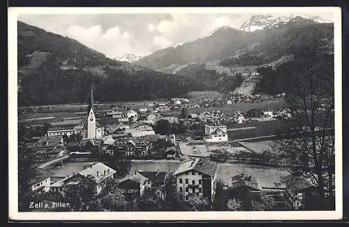 AK Zell a. Ziller, Ortsansicht aus der Vogelschau
