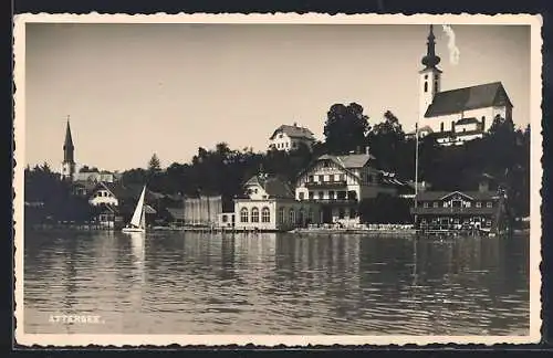 AK Attersee, Ortsansicht mit Kirche