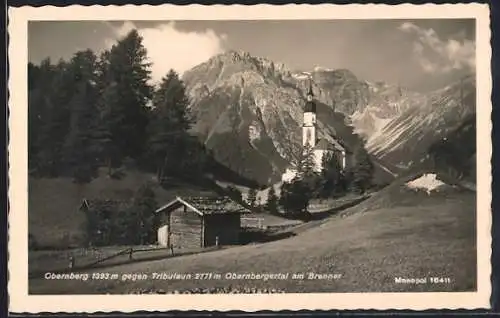 AK Obernberg am Brenner /Obernbergertal, Ortspartie mit Kirche gegen Tribulaun