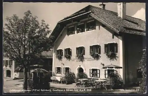 AK Abtenau /Salzburg, Gasthaus z. Bären, Inh. A. u. K. Dick, Blick auf Terrasse