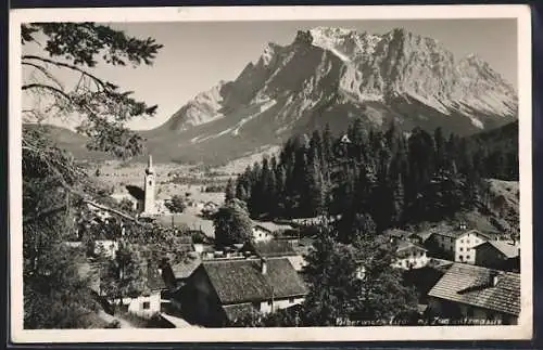 AK Biberwier /Tirol, Ortsansicht mit Zugspitzmassiv