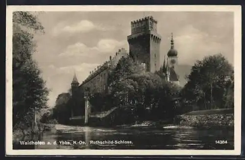 AK Waidhofen a. d. Ybbs, Rothschild-Schloss vom Wasser aus
