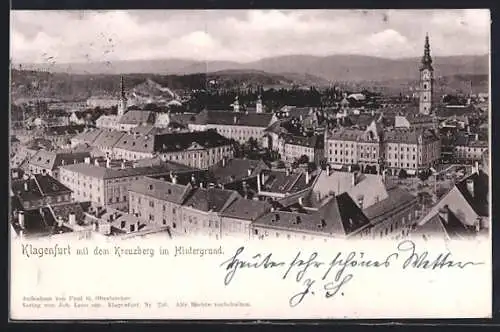 AK Klagenfurt, Stadtansicht mit dem Kreuzberg