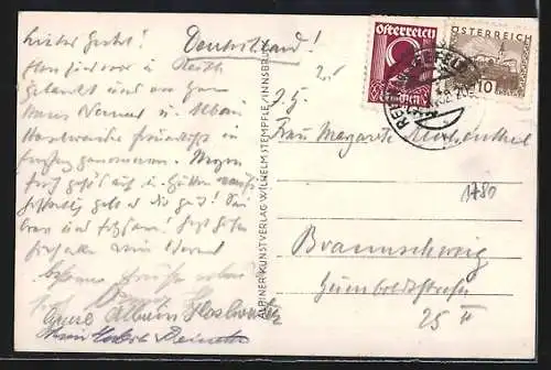 AK Reith a.d. Mittenwaldbahn, Ortsansicht gegen die Kalkkögl