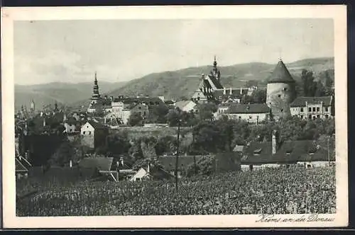 AK Krems an der Donau, Ortsansicht vom Feld aus