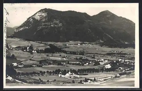 AK Scheifling, Ortsansicht mit Bergspitzen aus der Vogelschau