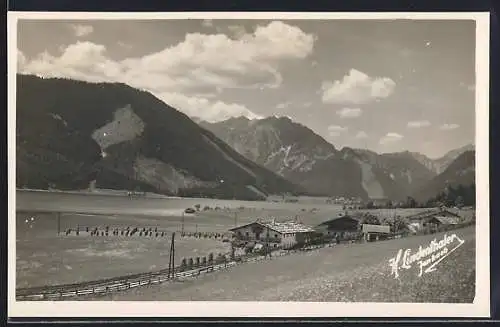 AK Buchau, Ortsansicht mit Bergpanorama