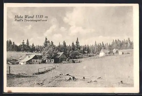 AK Hohe Wand, Postls Touristengasthaus mit Umgebung