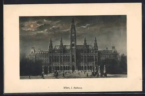 AK Wien, Rathaus bei Vollmond