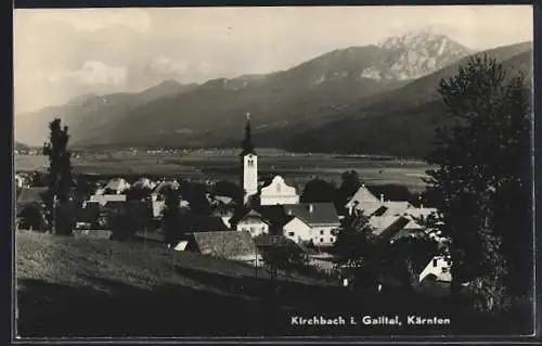 AK Kirchbach i. Gailtal, Totalansicht mit Bergpanorama