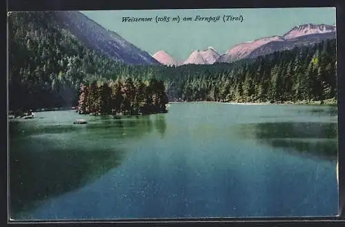 AK Fernpass /Tirol, Weissensee mit Bergpanorama