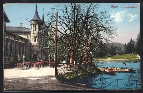 AK Graz, Hilmteich, Partie mit Gaststätte