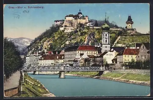 AK Graz, Murbrücke und Schlossberg