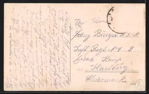 AK Graz, Hackherdenkmal mit Stadtblick