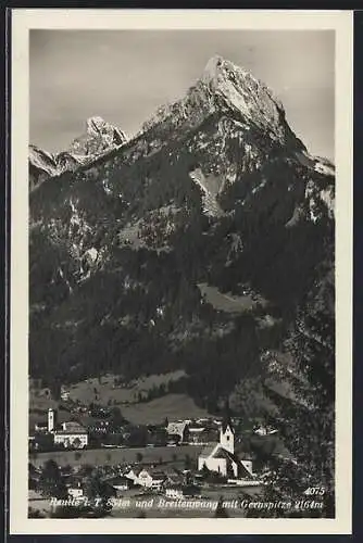 AK Reutte i. T., Ortsansicht mit Breitenfang u. Gernspitze