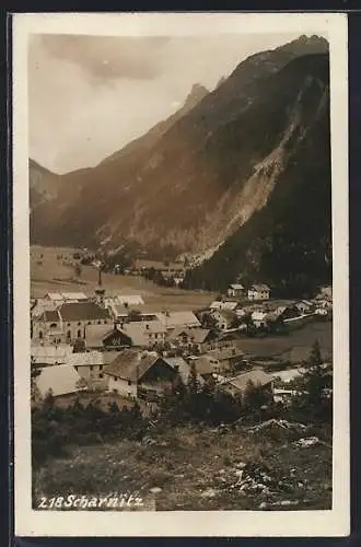 AK Scharnitz, Teilansicht mit Kirche und Gasthof zum Gold-Adler