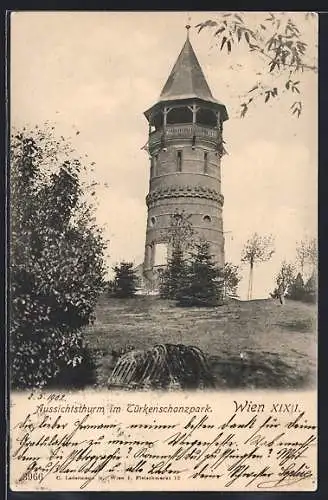 AK Wien, Aussichtsturm im Türkenschanzpark