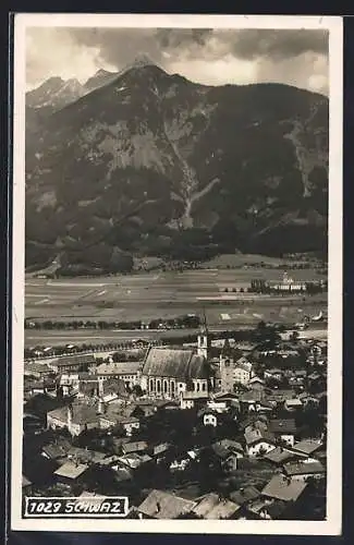 AK Schwaz, Totalansicht mit Gipfelblick