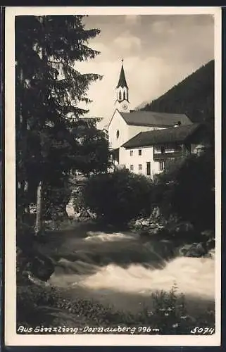 AK Ginzling-Dornauberg, Flusspartie mit Kirche