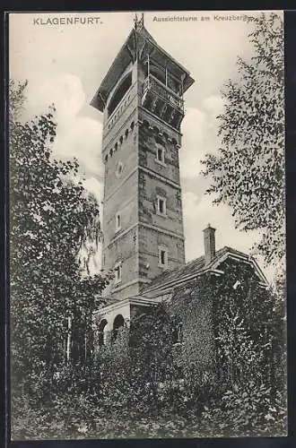 AK Klagenfurt, Aussichtsturm am Kreuzberg, sw Aufnahme