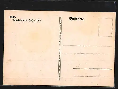 Künstler-AK Linz, Hauptplatz im Jahre 1654