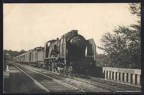 AK Réseau du Nord, un traun express sur le viaduc de Chantilly, Machine Pacific P.O., série 3641-3680