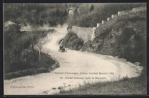 AK Circuit d`Auvergne, Coupe Gordon Bennett 1905, Grand tournant près la Baraque