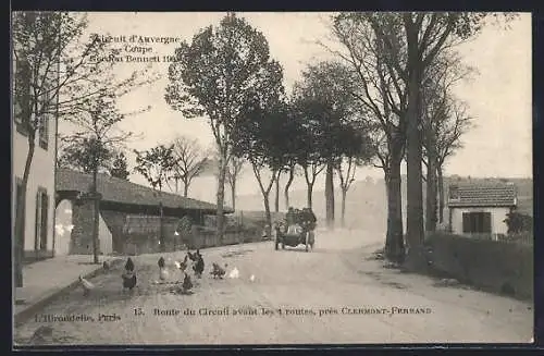 AK Clermont-Ferrand, Circuit d`Auvergne, Coupe Gordon Bennett 1905, Route du Circuit avant les 4 routes, Autorennen
