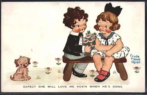 Künstler-AK sign. Freda Mabel Rose: Expect she will love me again when he`s gone
