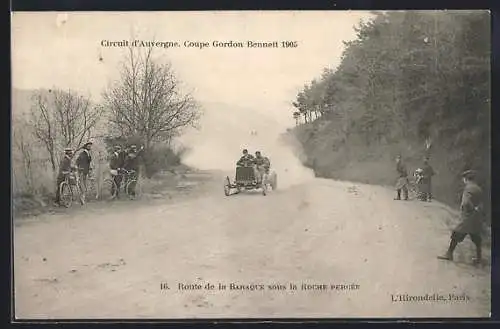 AK Circuit d`Auvergne, Coupe Gordon Bennett 1905, Route de la Baraque sous la Roche Percée, Autorennen