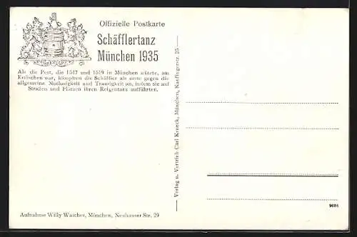 Künstler-AK München, Schäfflertanz 1935 - Reifschwung-Gruppe mit Leiter