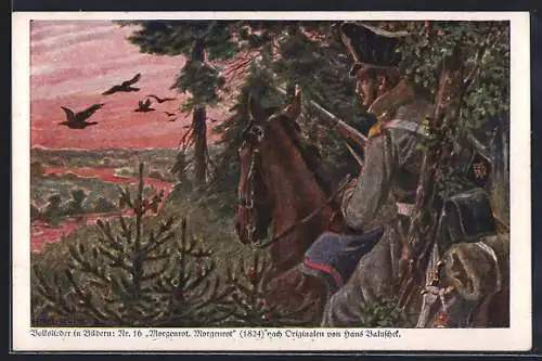 Künstler-AK Hans Baluschek: Volkslieder in Bildern, Morgenrot, Morgenrot