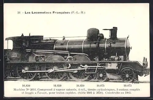 AK französische Eisenbahn, Machine de Trains express, Série 2601 à 2620, Modèle 1905