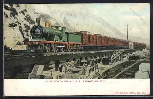 AK Englische Eisenbahn The Boat-Train, S. E. & Chatham Railway