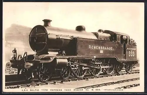 AK Remembrance Baltic Type Express Tank Engine No. B.333, englische Eisenbahn