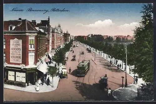 AK Rotterdam, Nieuwe Binnenweg, Strassenbahn