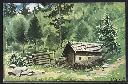 Künstler-AK Alfred Mailick: Haus am Rand des Waldes
